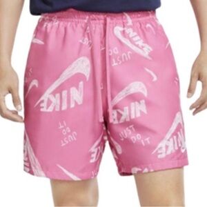 Nike Sportswear Pink White Just Do It Swoosh Logo All Over Print Shorts Men’s L